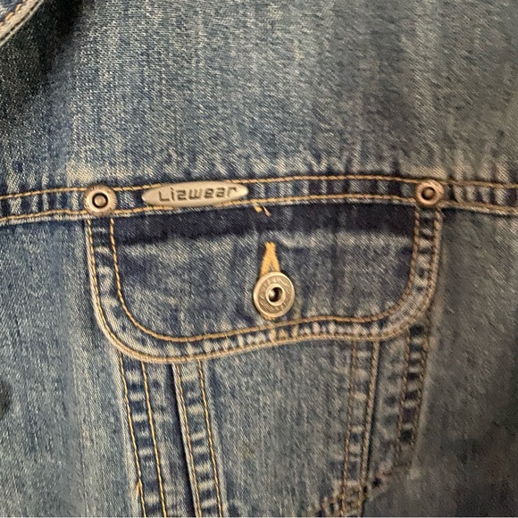 Vintage 90’s Liz Claiborne Jeans Cropped Denim Jean Jacket Size Medium Petite - Picture 10 of 11